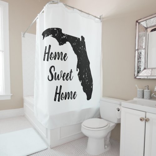 Vintage Florida state map border silhouette Shower Curtain