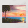 Vintage Florida Sunrise Palm Tree and Beach Travel Postcard