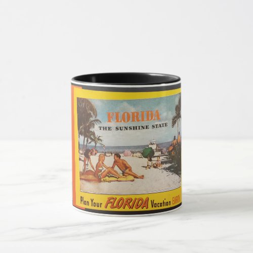 Vintage Florida Sunshine State Postcard Mug