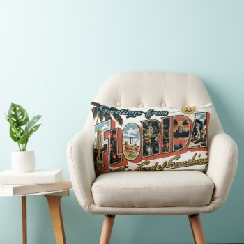 Vintage Florida The Sunshine State Postcard Lumbar Pillow by Lovewhatwedo at Zazzle