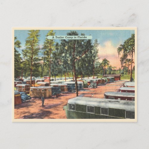 Vintage Florida Trailer Camp RV Park Postcard