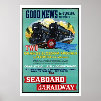 Vintage Florida Trains Poster by PrimeVintage at Zazzle