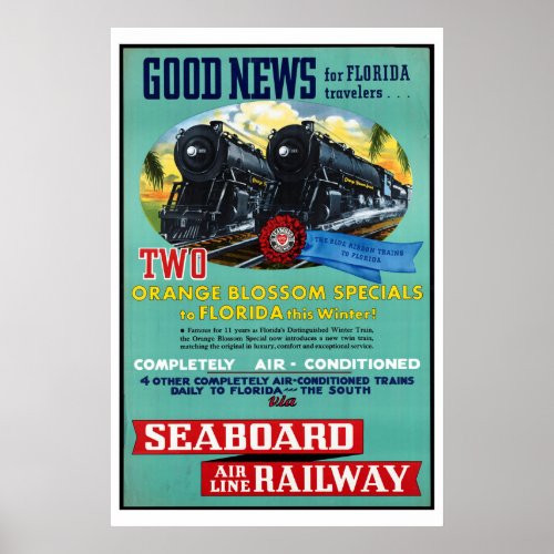 Vintage Florida Trains Poster