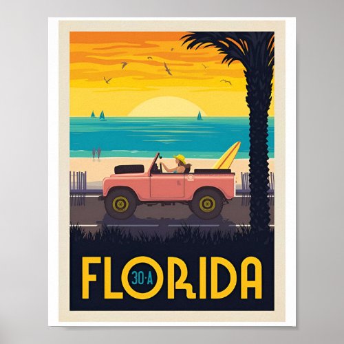 Vintage Florida Travel Summer Poster