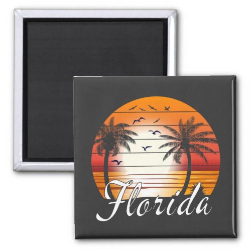 Vintage Florida USA Palm Trees Summer Beach Magnet
