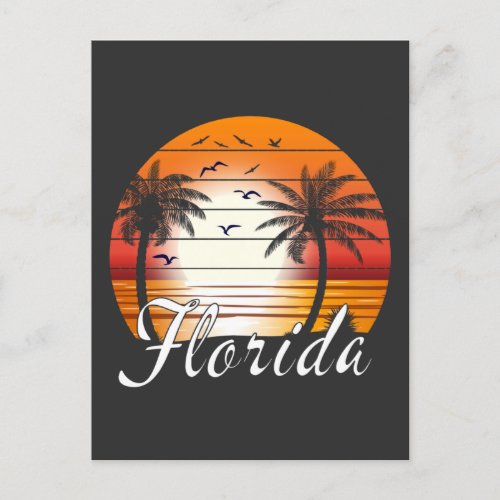 Vintage Florida USA Palm Trees Summer Beach Postcard