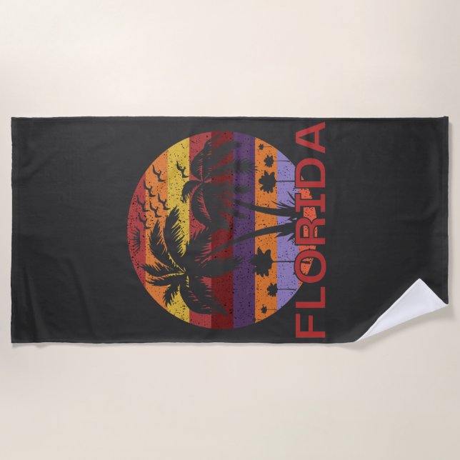 Vintage Florida USA Summer Beach Beach Towel (Front)