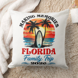 Vintage Florida Vacation Family Trip 2026 Throw Pillow