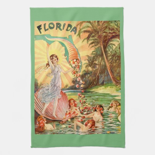 Vintage Florida water nymphs Kitchen Towel