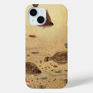 Vintage Flounders, Marine Ocean Life Flat Fish iPhone 15 Case