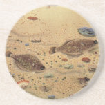 Vintage Flounders, Marine Ocean Life Flat Fish Drink Coaster