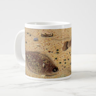 Vintage Flounders, Marine Ocean Life Flat Fish Giant Coffee Mug