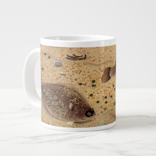 Vintage Flounders Marine Ocean Life Flat Fish Giant Coffee Mug