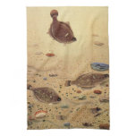 Vintage Flounders, Marine Ocean Life Flat Fish Kitchen Towel
