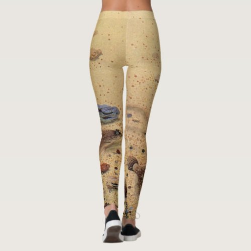 Vintage Flounders Marine Ocean Life Flat Fish Leggings