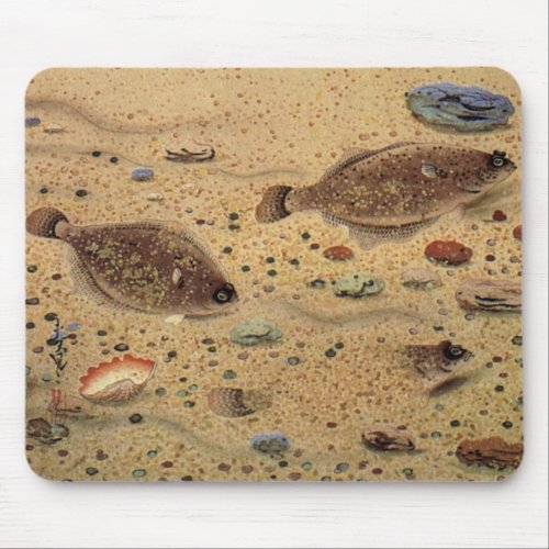 Vintage Flounders Marine Ocean Life Flat Fish Mouse Pad