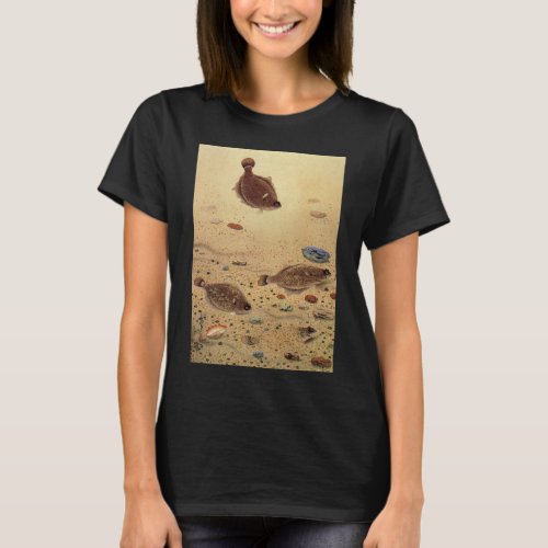 Vintage Flounders Marine Ocean Life Flat Fish T_Shirt
