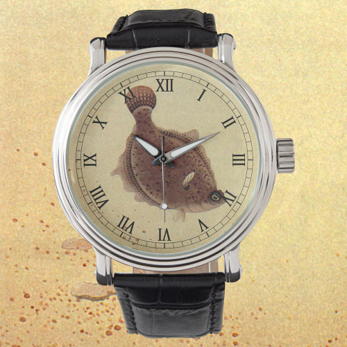 Vintage Flounders, Marine Ocean Life Flat Fish Wristwatch