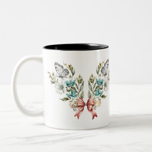 Vintage flour and butterfly coffee mug
