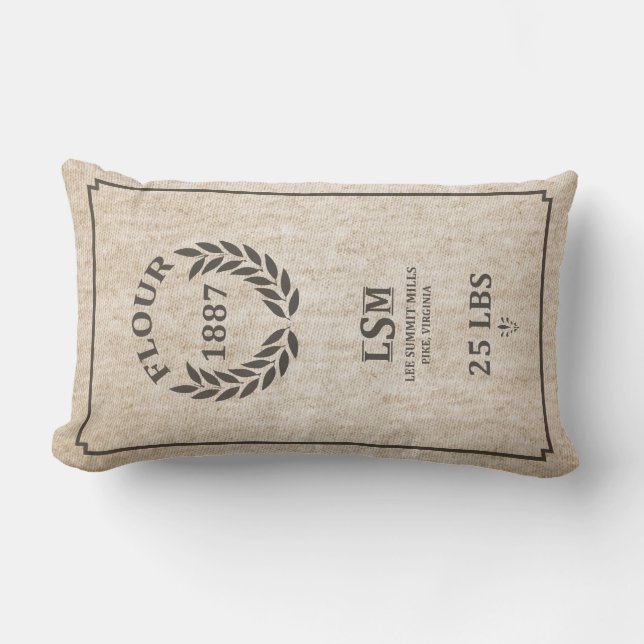 Vintage Flour Sack Lumbar Pillow (Front)