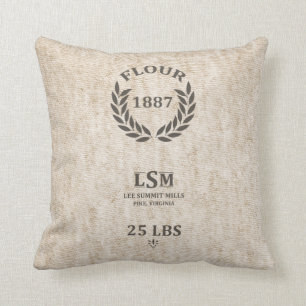 Vintage Flour Sack Throw Pillow