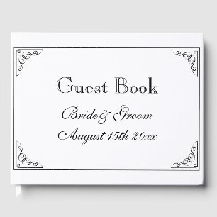 Vintage flourish border personalized retro wedding guest book