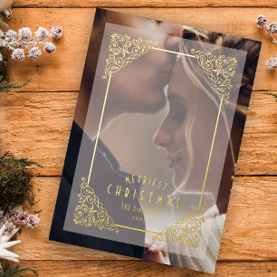 Vintage Flourish Christmas Overlay Vellum Effect Foil Invitation