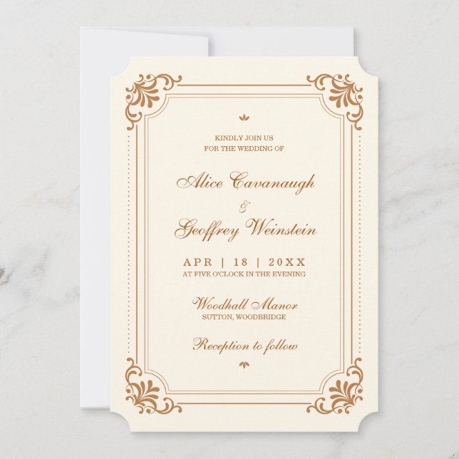 Vintage Flourish Elegant Wedding Invitation (Front)