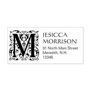 Vintage Flourish Letter M Monogram Address Self-inking Stamp