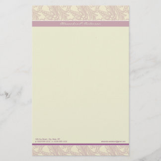 Vintage Flourish Lilac Customized Stationery