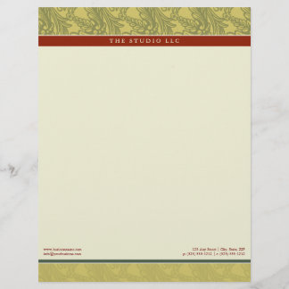 Vintage Flourish Olive Brick Customized Letterhead