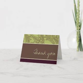 Vintage Flourish Olive Plum Thank You Card