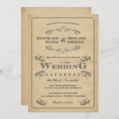 Vintage Flourish Parchment Wedding Invitations (Front/Back)
