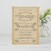 Vintage Flourish Parchment Wedding Invitations (Standing Front)