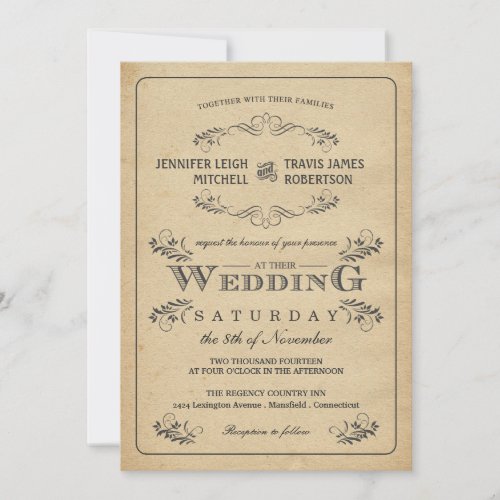 Vintage Flourish Parchment Wedding Invitations