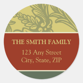 Vintage Flourish Red/Gold Return Address Sticker