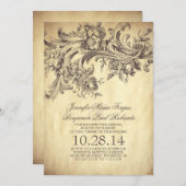 Vintage Flourishes Elegant and Luxury Wedding Invitation (Front/Back)