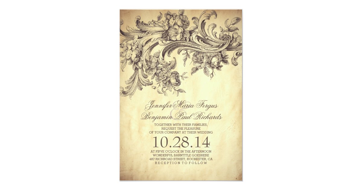 Vintage Flourishes Elegant And Luxury Wedding Invitation Zazzle