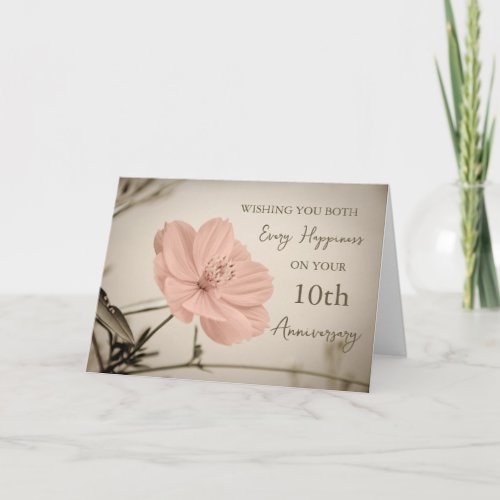 Vintage Flower 10th Wedding Anniversary Card