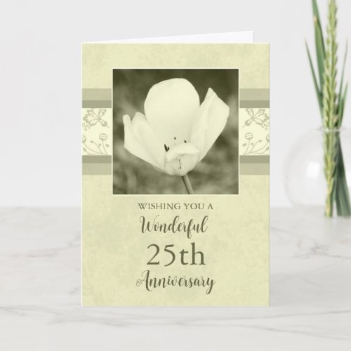 Vintage Flower 25th Wedding Anniversary Card