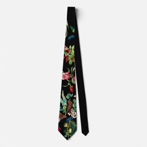 Vintage Flower and Butterfly Neck Tie