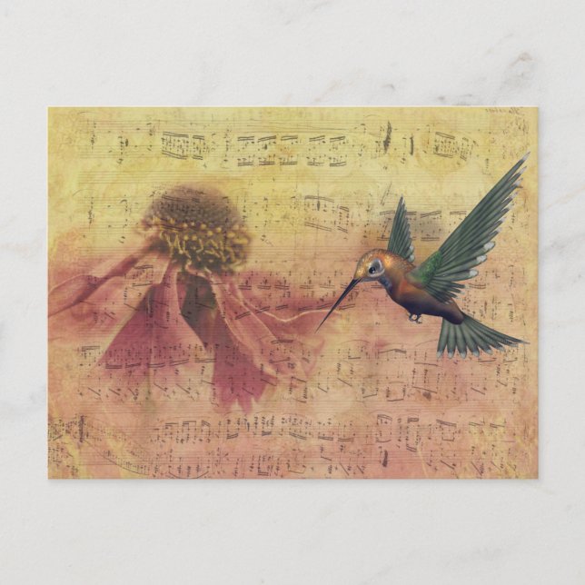 Vintage Flower and Hummingbird Musical Notes  (Front)