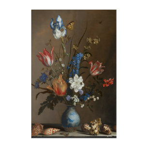 Vintage Flower and Seashells Still Life Brightened Acrylic Print