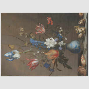 Vintage Flower and Seashells Still Life Brightened Tissue Paper