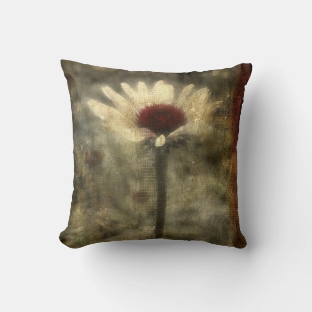 Vintage Flower Art Throw Pillow (Front)