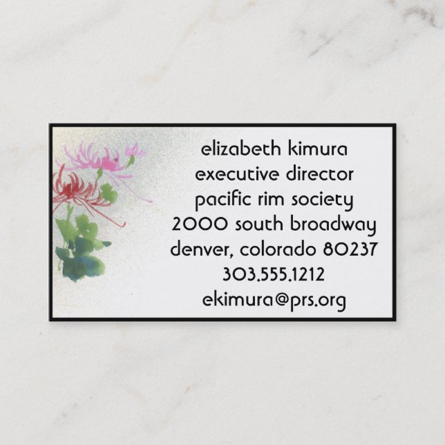 Vintage Flower  Asian Style Business Cards Border (Front)