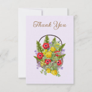 Vintage Flower Basket Gift Thank You Card