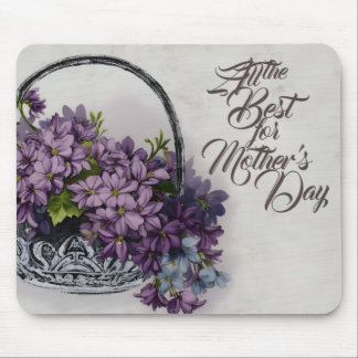 Vintage Flower Basket – Mother's Day Bloom Mouse Pad