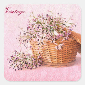 Vintage Flower Basket Stickers