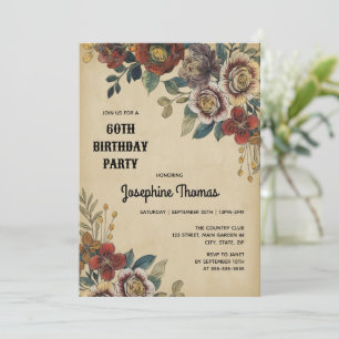 Vintage Flower Birthday Invitation